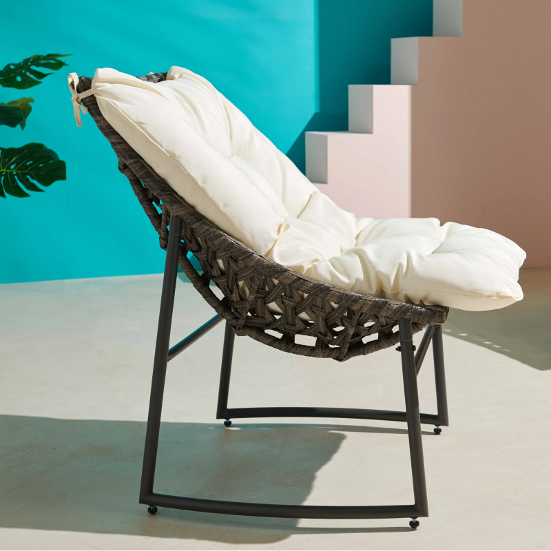 Salon de jardin résine et métal avec gros coussins écru (5/7)