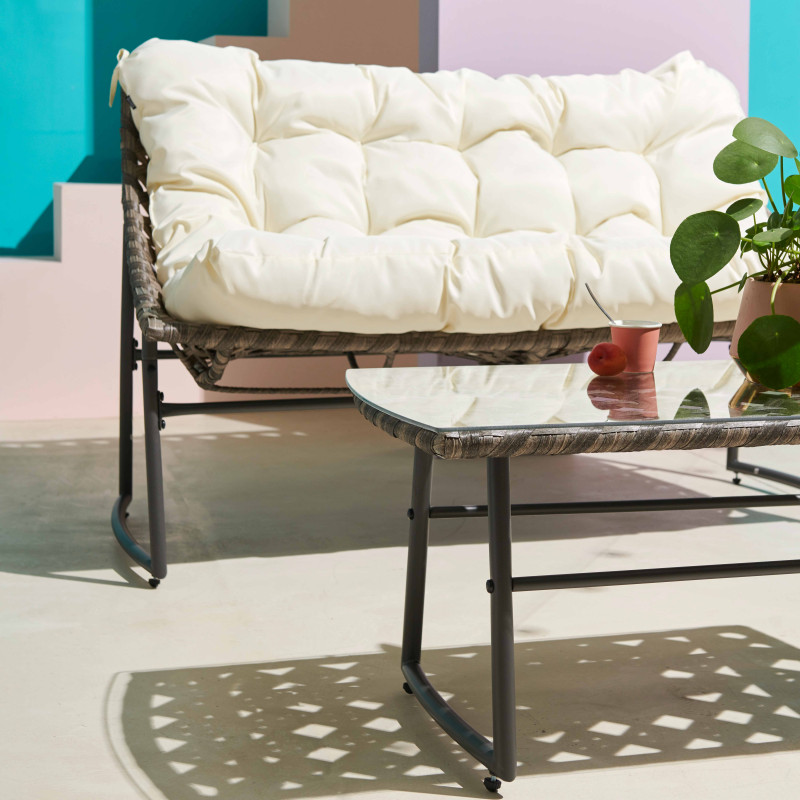 Salon de jardin résine et métal avec gros coussins (6/7)