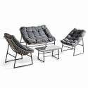 Salon de jardin 4 places coussins matelassés gris | LIMA Salon de jardin 4 places coussins matelassés gris | LIMA