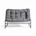 Canapé de jardin résine et métal avec coussins gris Canapé de jardin résine et métal avec coussins gris