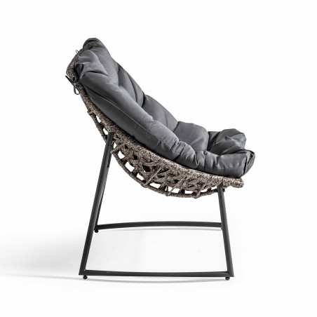Fauteuil de jardin résine et métal avec coussins gris Fauteuil de jardin résine et métal avec coussins gris