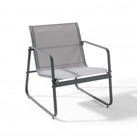 Fauteuil de jardin en textilène noir et écru