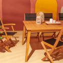 Fauteuil de jardin pliante en bois et textilène noir