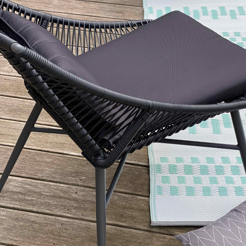 Lot de 2 fauteuils filaires noir et table basse