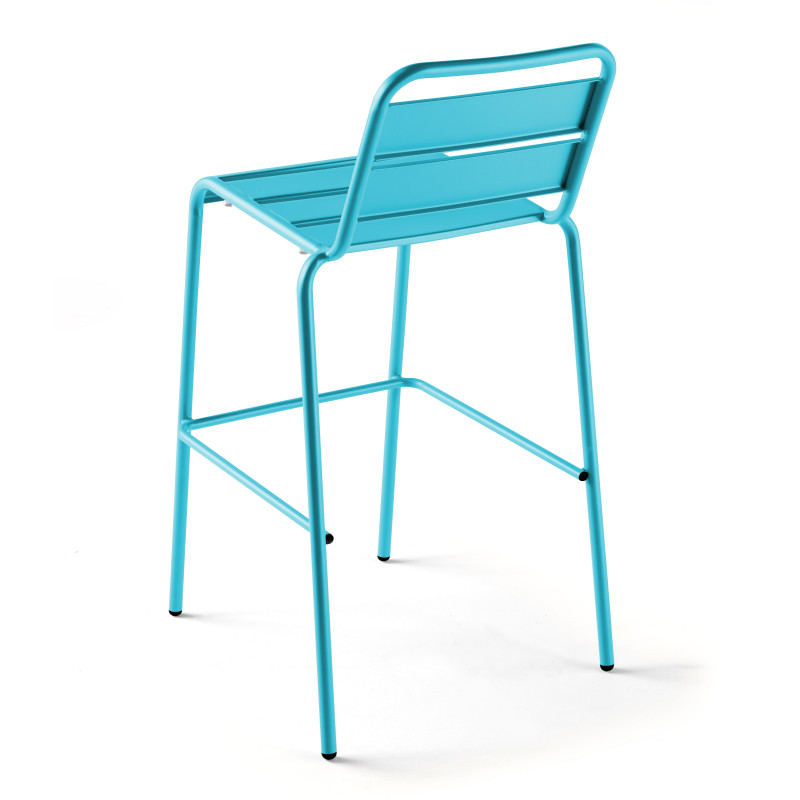 Tabouret en métal avec dossier BLEU