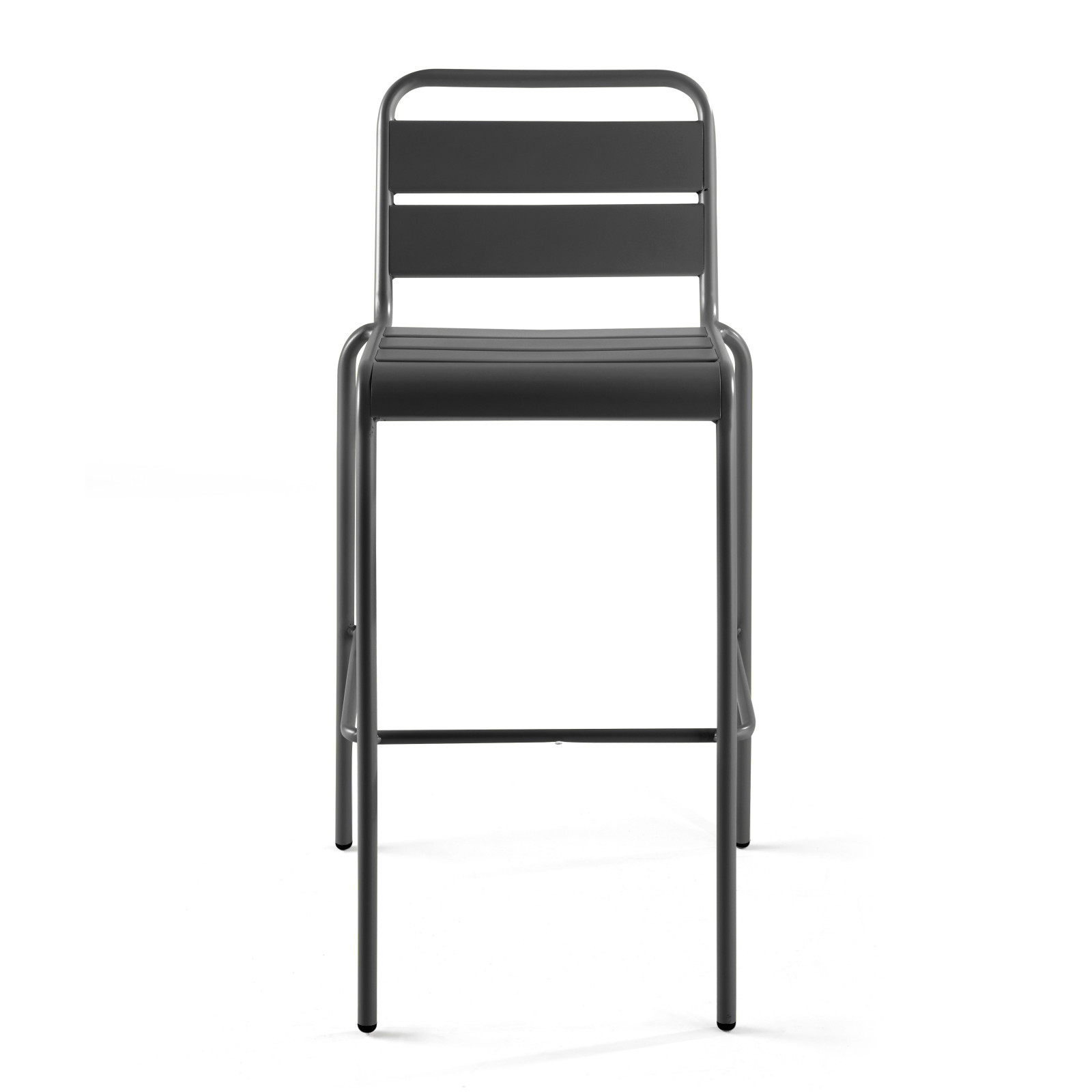 Chaise haute GRISE en métal avec dossier