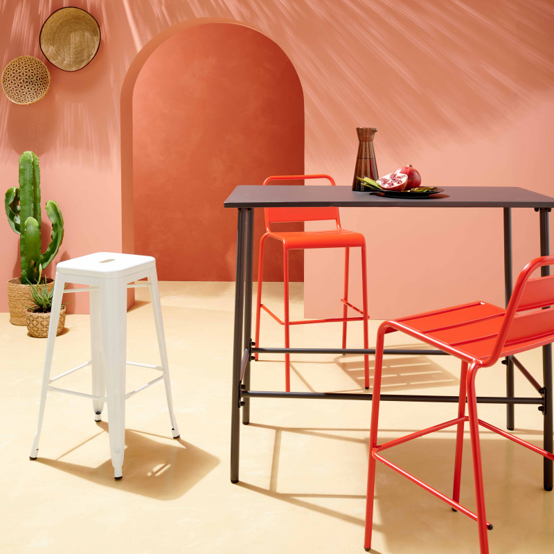 Tabouret en métal ROUGE (5/7)