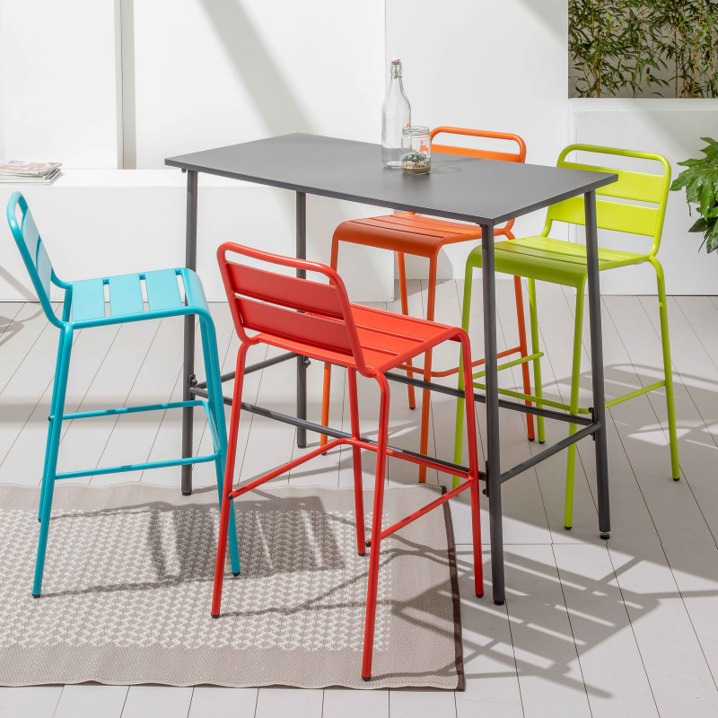 Tabourets en métal BLEU, ORANGE, VERT et ROUGE (5/6)