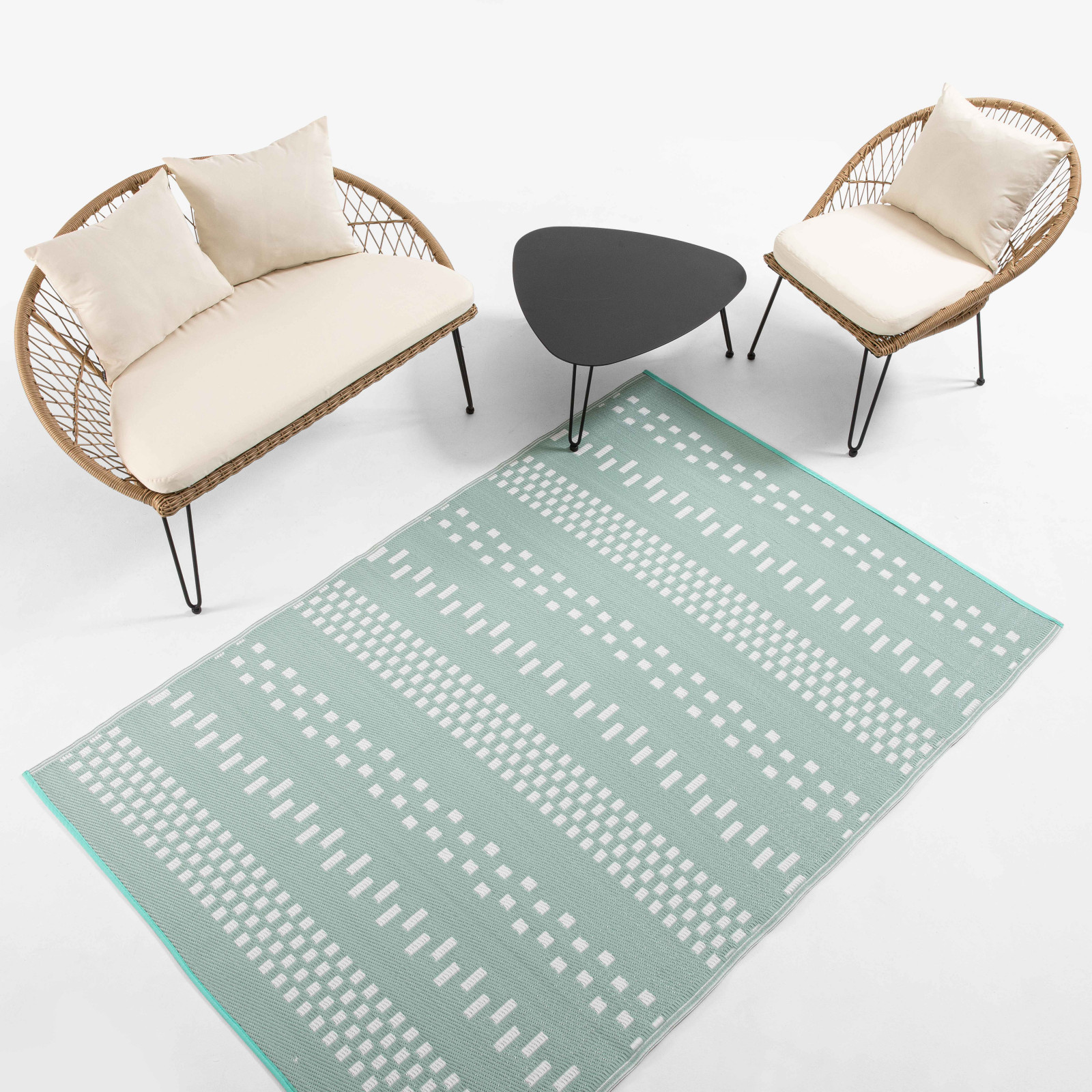 Grand tapis salon de jardin BLEU