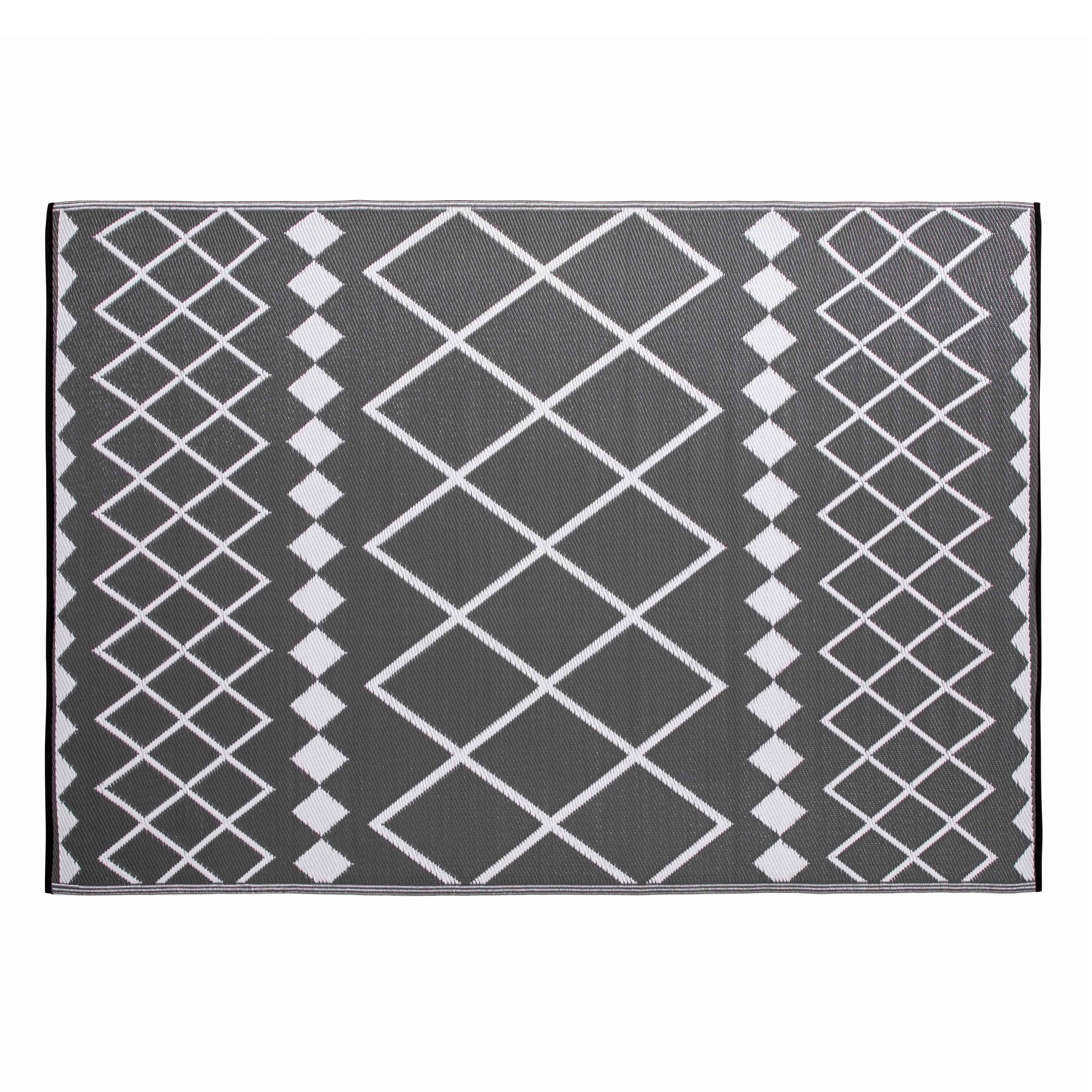 Tapis d'extérieur rectangulaire en polypropylène - gris à motifs