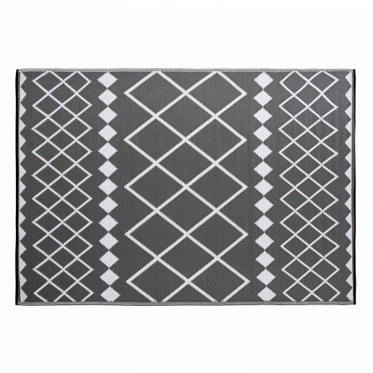 Tapis extérieur gris style bohème réversible | Oviala