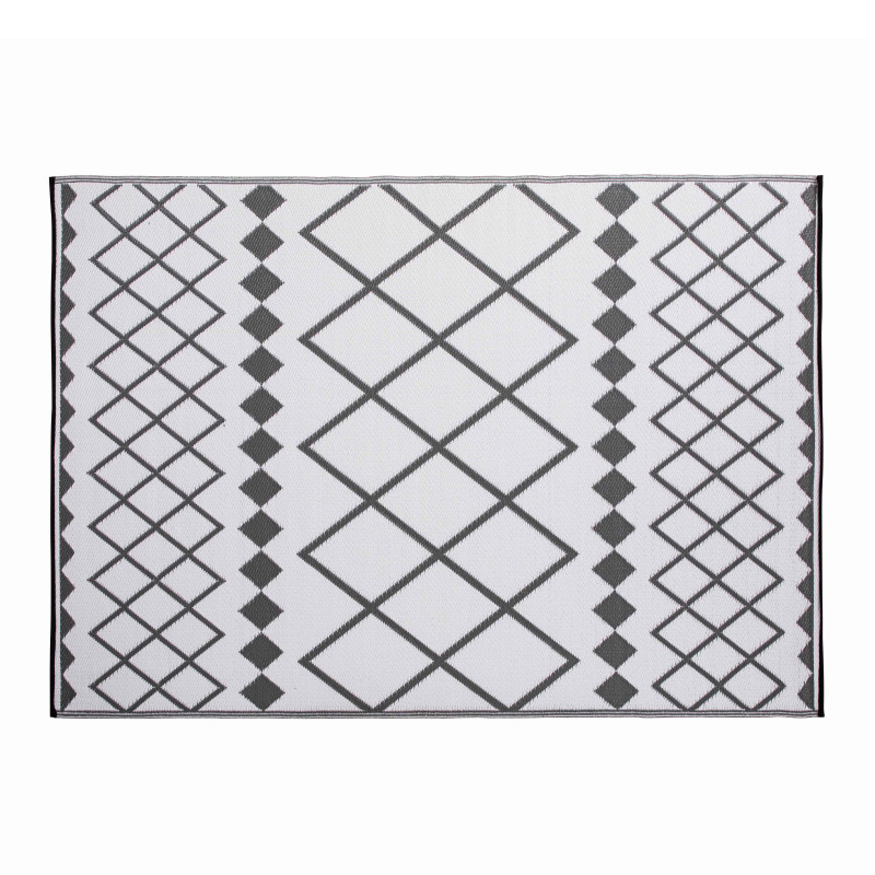 Tapis d'extérieur rectangulaire à motifs gris double-face