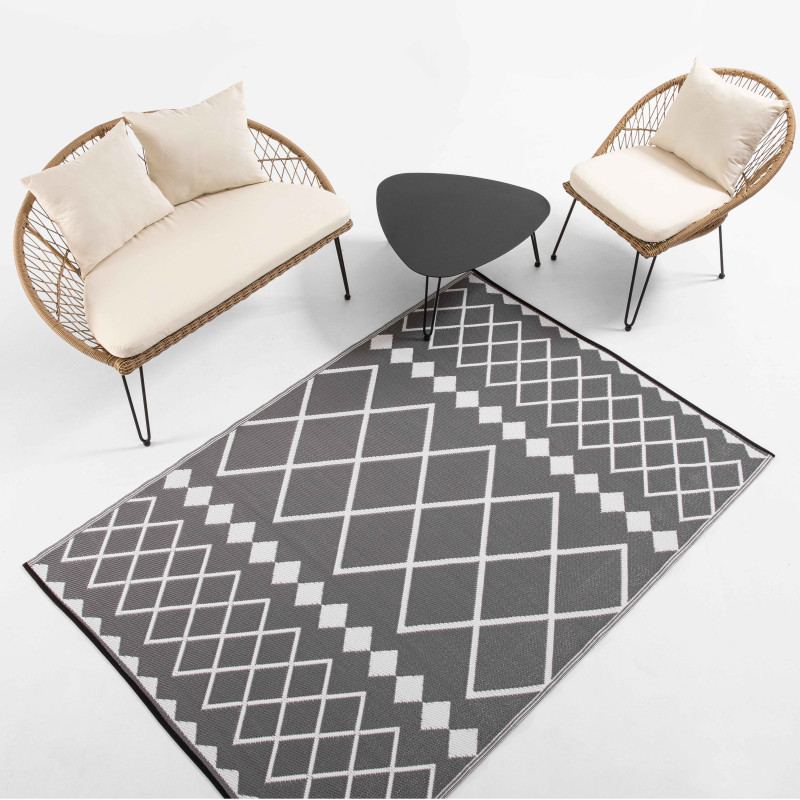 Grand tapis salon de jardin GRIS