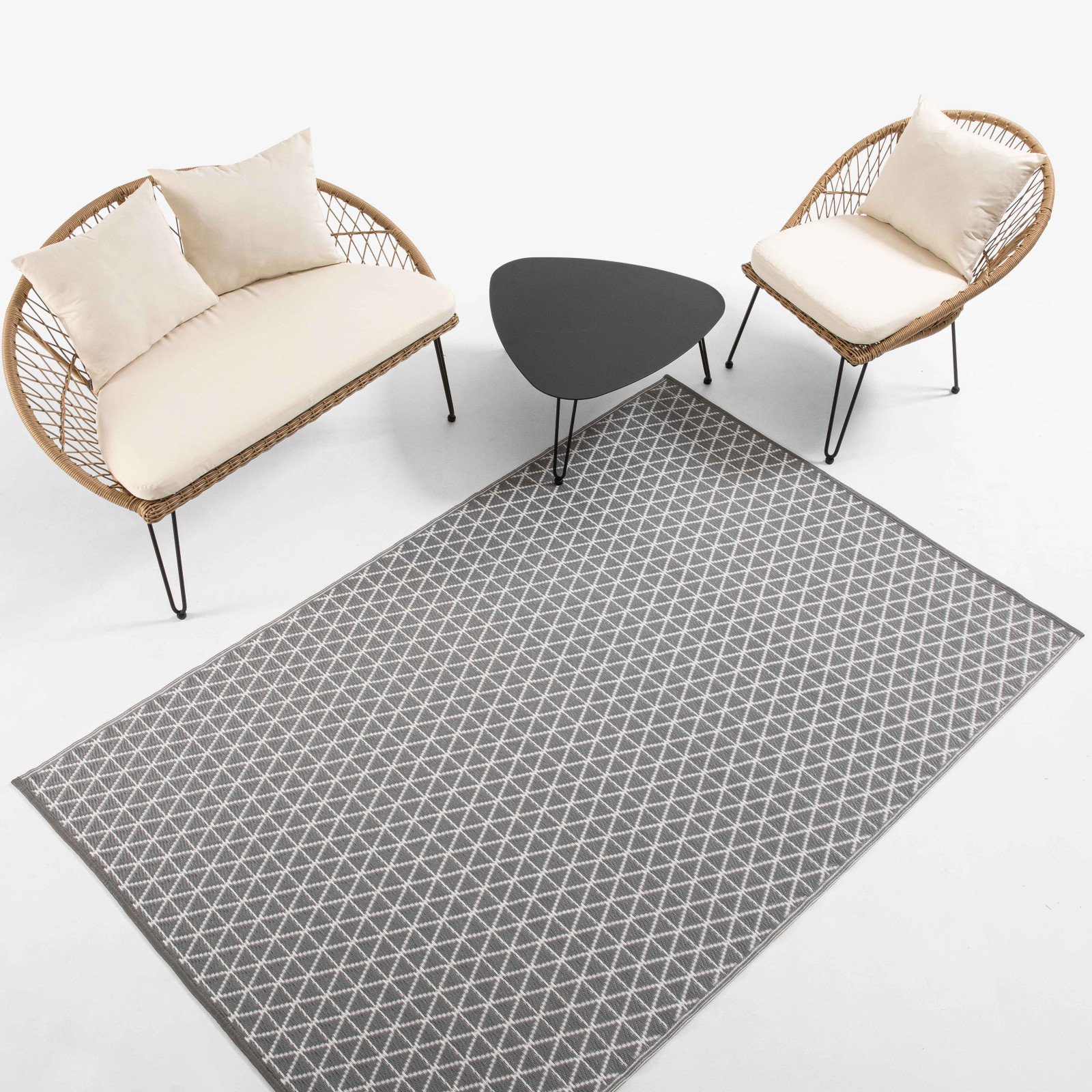 Grand tapis GRIS outdoor salon de jardin