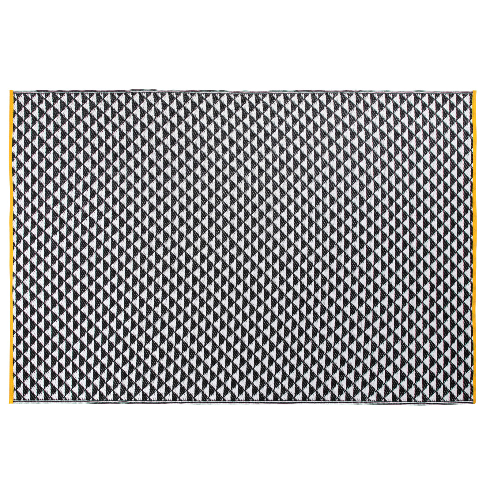 Grand tapis outdoor motif BLANC NOIR et JAUNE