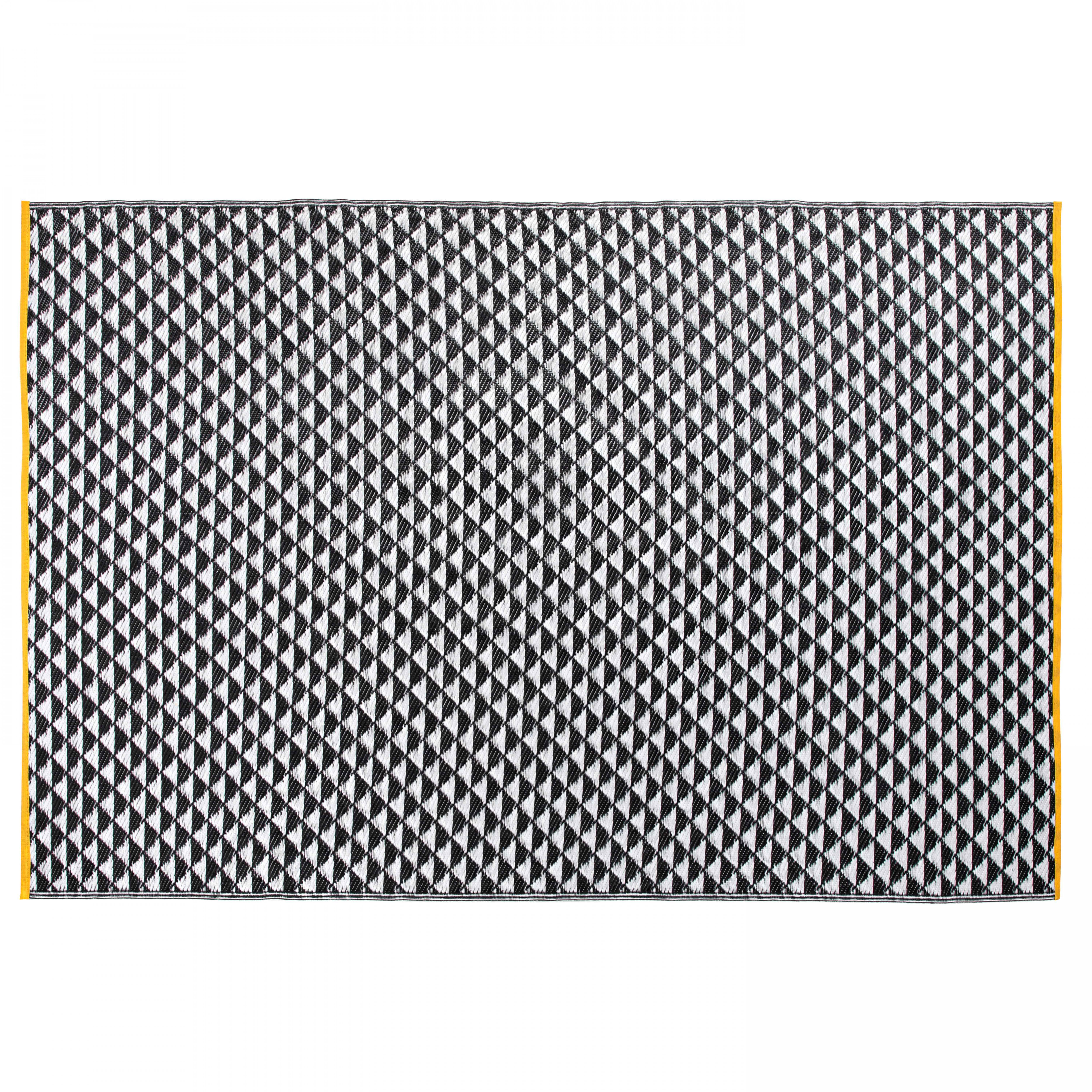 Tapis d'extérieur rectangulaire en polypropylène - noir et blanc