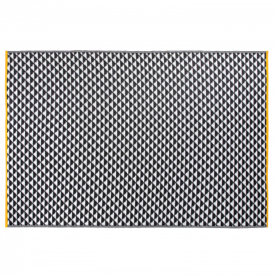 Grand tapis outdoor motif BLANC NOIR et JAUNE