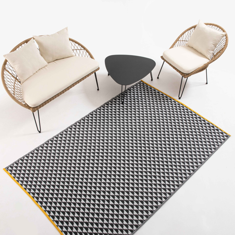 Grand tapis extérieur salon de jardin NOIR et JAUNE (6/7)