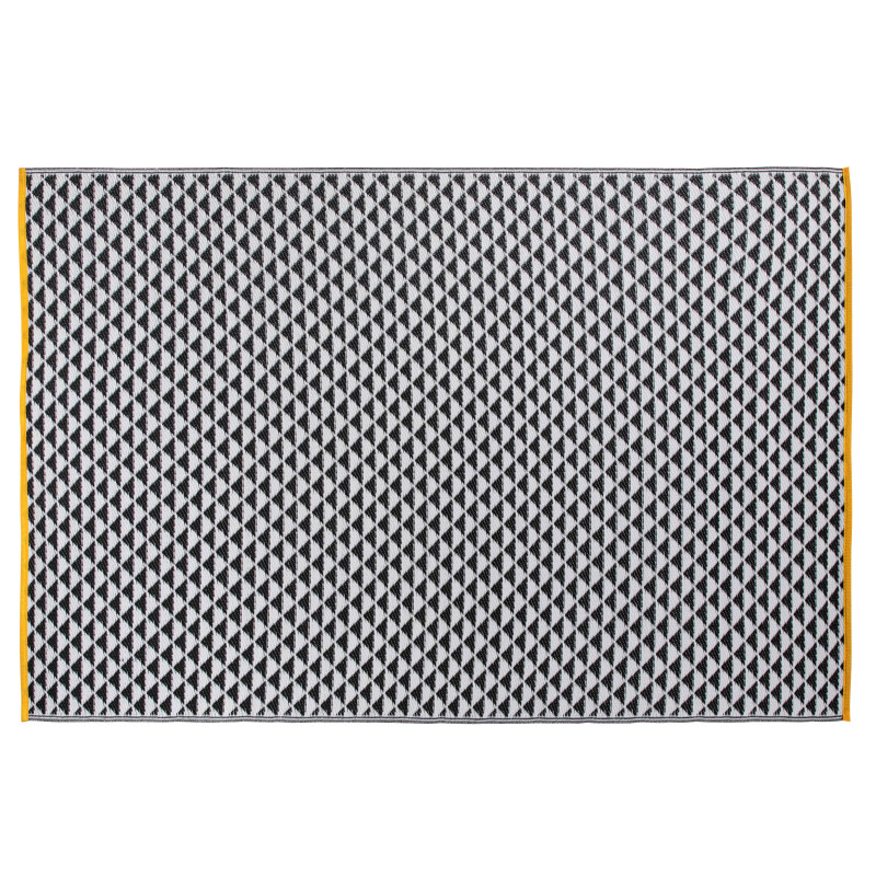 Grand tapis extérieur motif BLANC NOIR et JAUNE