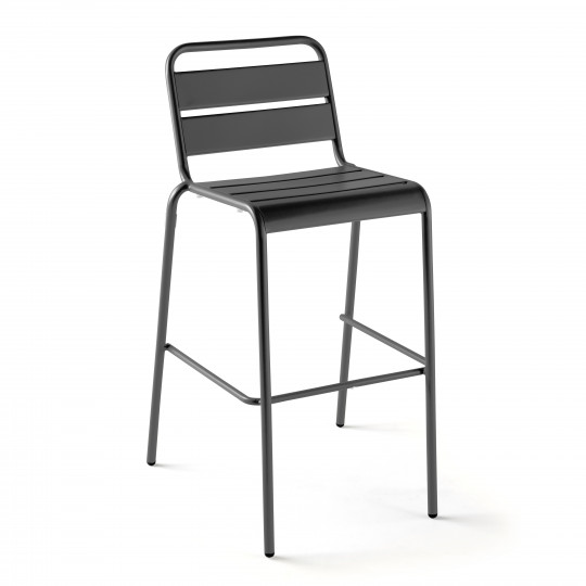 Tabouret en métal avec dossier GRIS