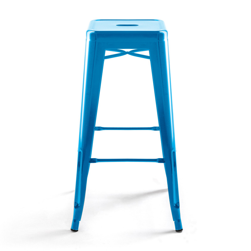 Tabouret en métal BLEU style TOLIX (2/3)