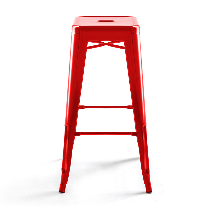 Tabouret en métal ROUGE style TOLIX (2/3)