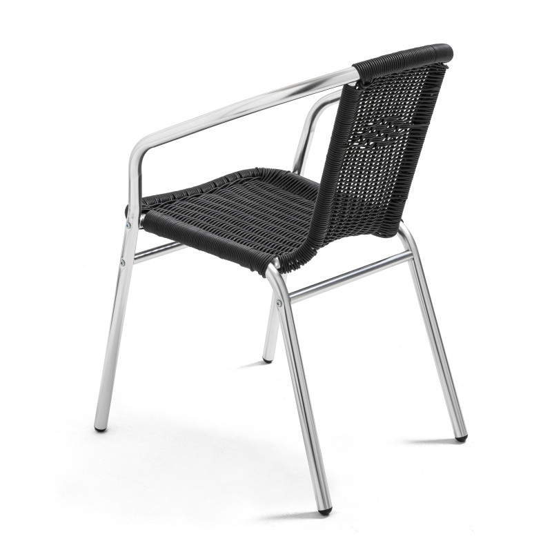 Chaise café restaurant résine NOIRE avec accoudoirs