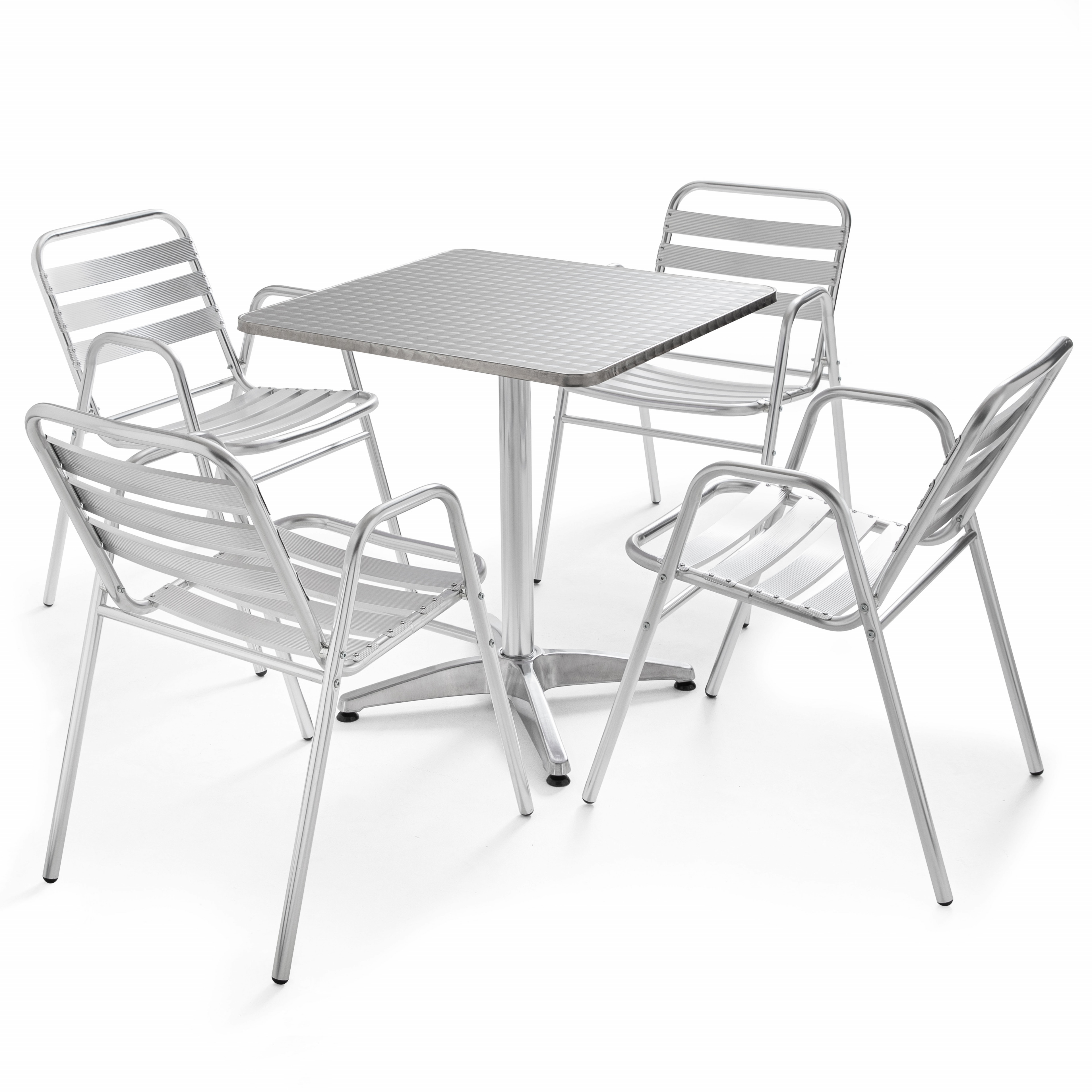 Table jardin bistrot carrée + 4 chaises aluminium Oviala