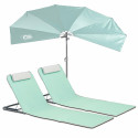 Lot de 2 matelas Clic clac des plages et 1 parasol VERT