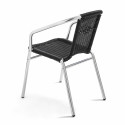 Chaise avec accoudoirs café restaurant en aluminium et résine noire