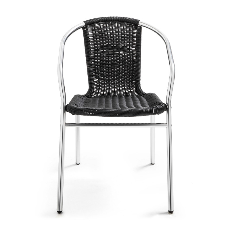Fauteuil café restaurant en aluminium et résine noire