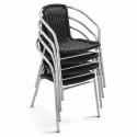 Lot de 4 fauteuils empilables en alu et résine bistro café