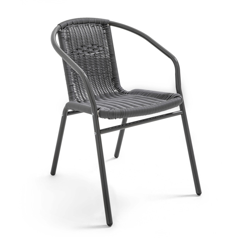 Chaise café restaurant en aluminium et résine grise