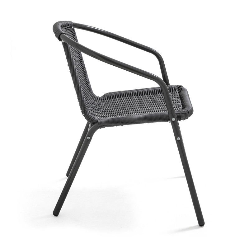 Chaise en alu et résine grise pour café restaurant