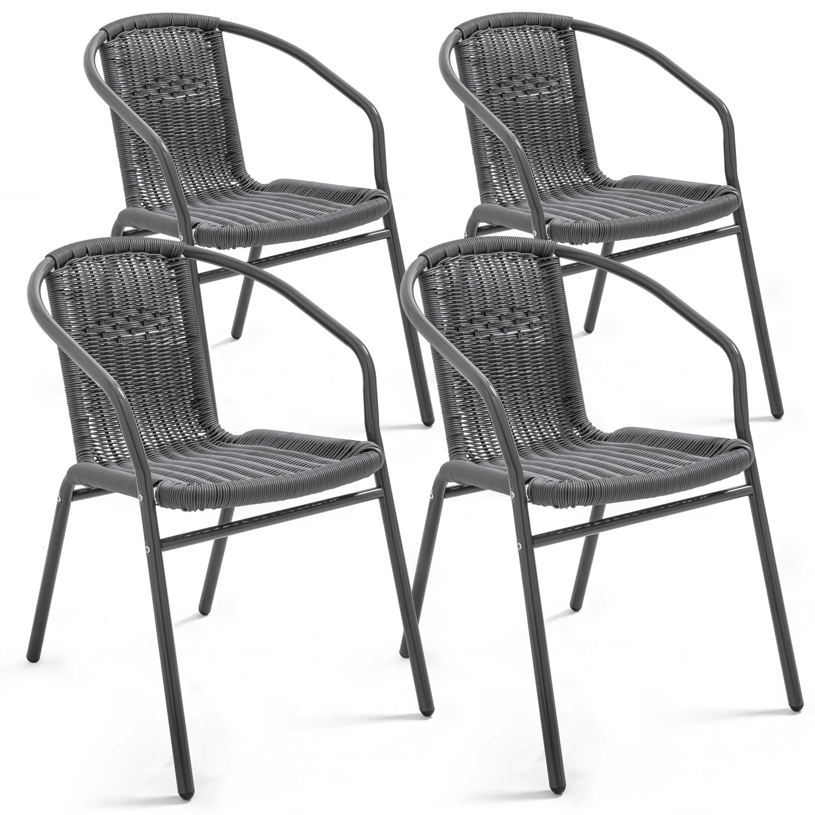 Lot de 4 Fauteuils terrasse en aluminium et grise