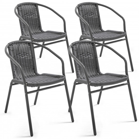 Lot de 4 Fauteuils terrasse en aluminium et grise