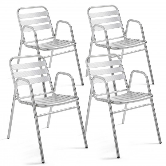 Lot de 4 Chaises aluminium Fauteuils terrasse empilables