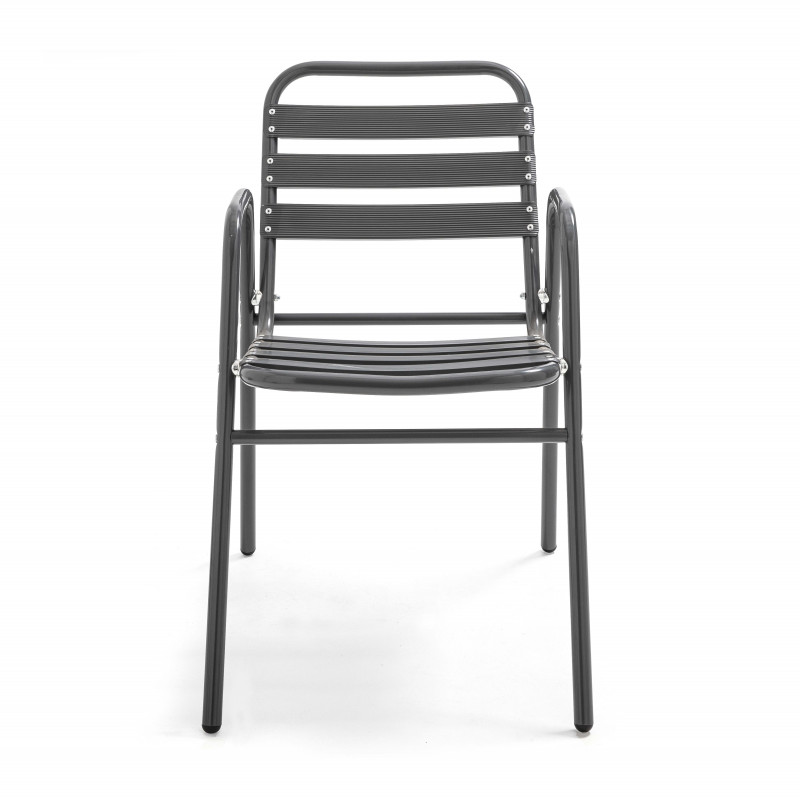 Chaise terrasse café alu gris anthracite (2/7)