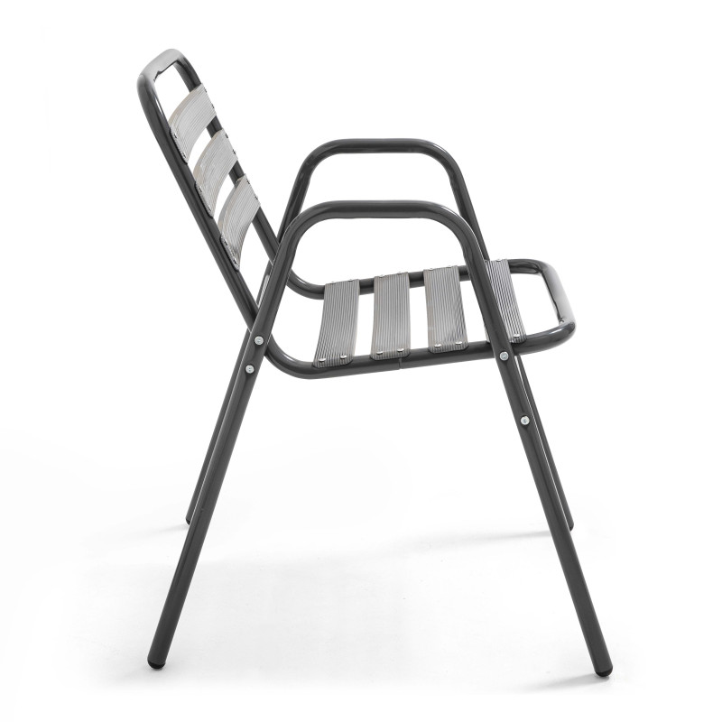 Chaise terrasse restaurant alu gris anthracite (4/7)