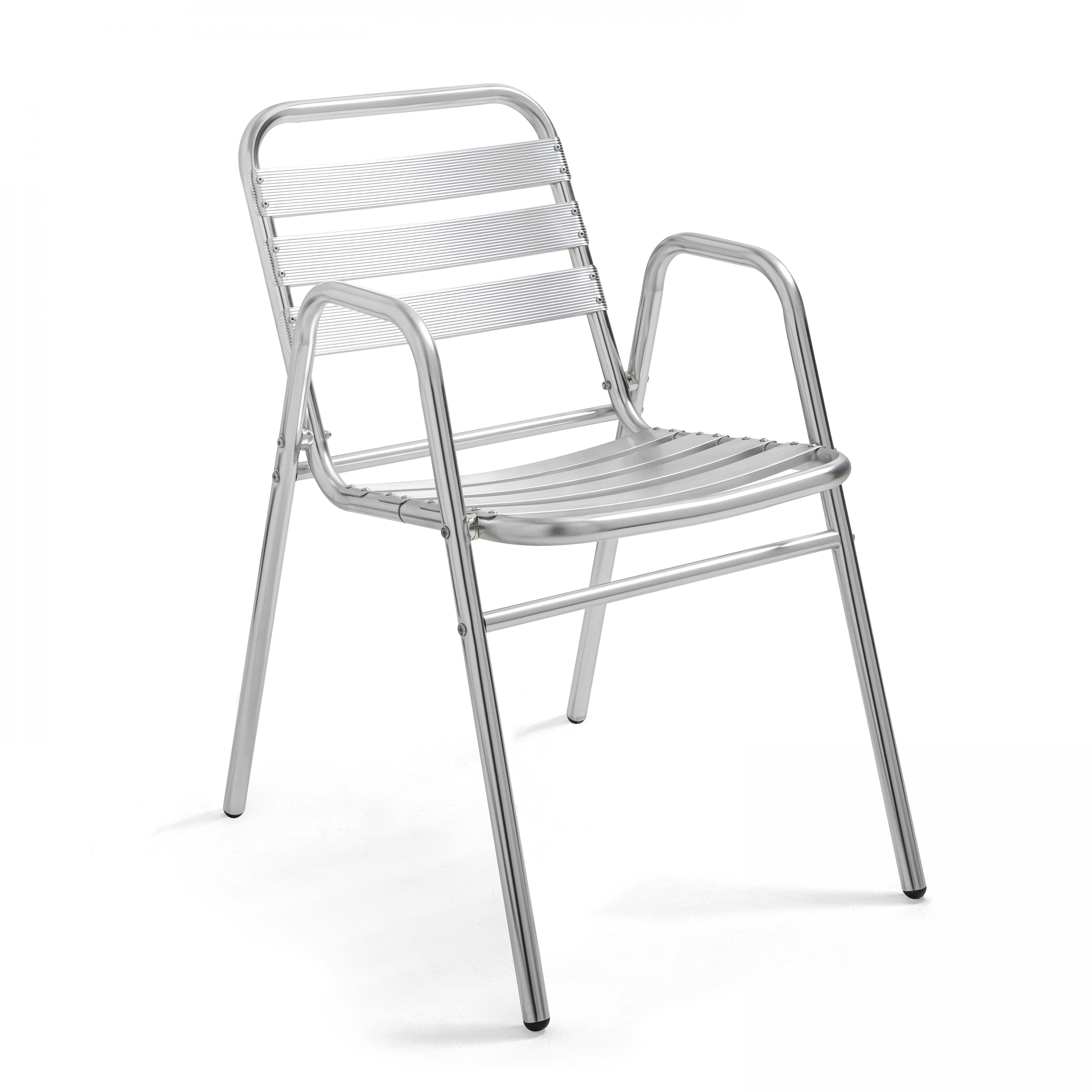 Chaise de jardin avec accoudoirs en aluminium empilable