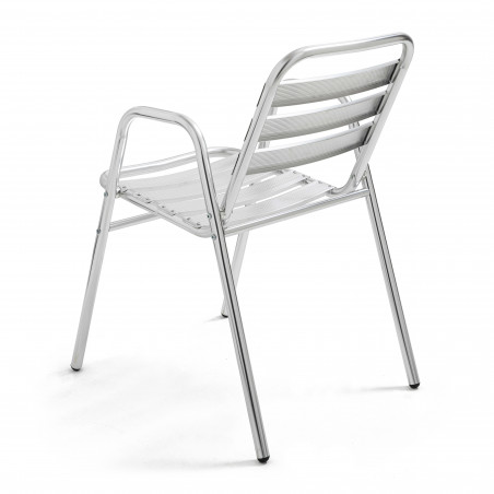 Chaise terrasse brasserie en aluminium avec accoudoirs