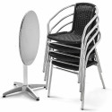 Table bistro CHR pliante et 4 fauteuils en résine noir
