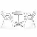 Table ronde en aluminium 4 places et 2 chaises avec accoudoirs