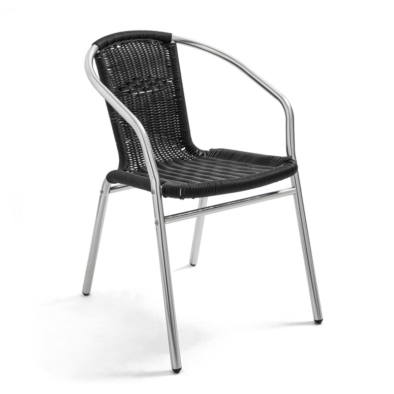 Fauteuil de terrasse café noire structure aluminium