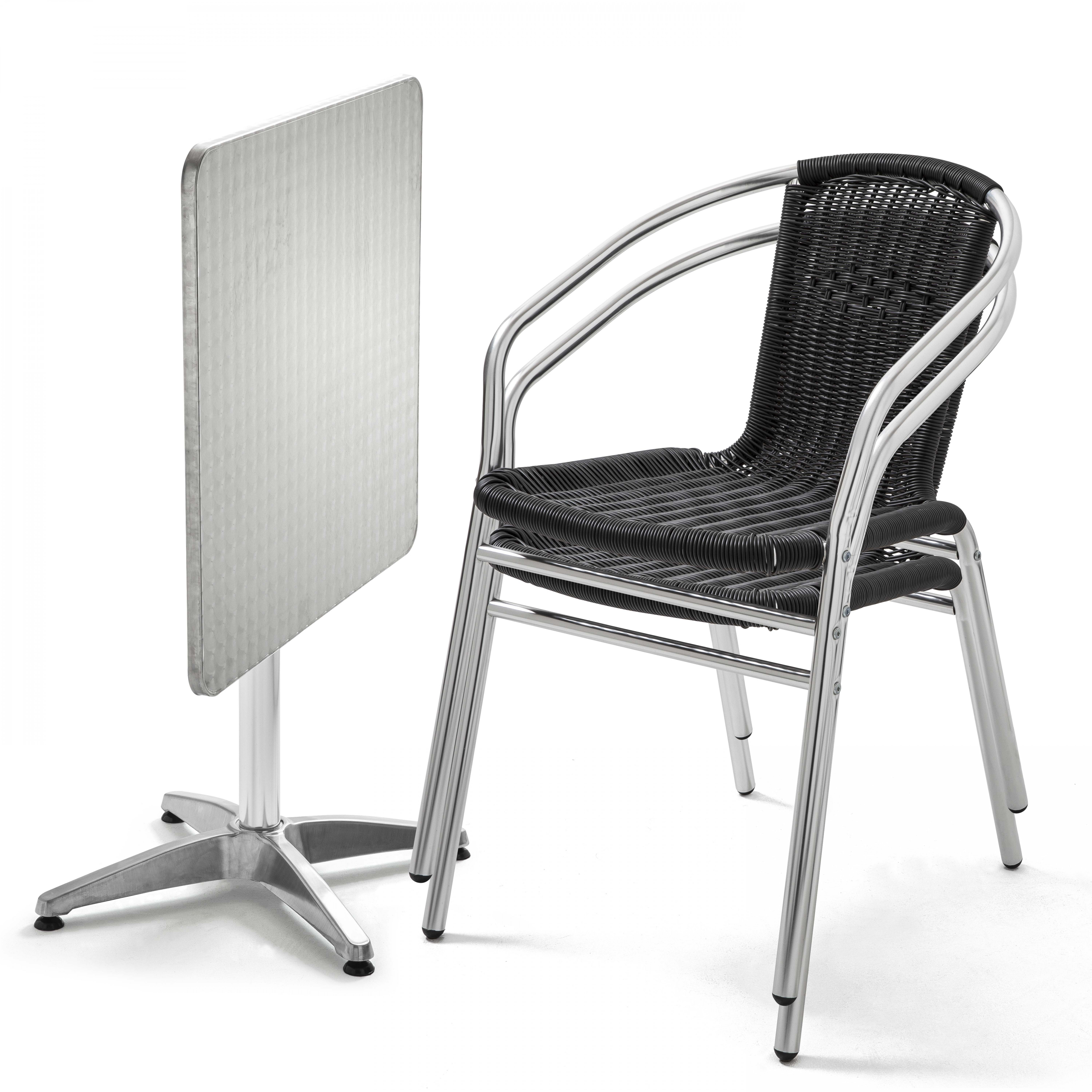 Table de jardin bistrot inclinable avec 2 chaises en aluminium et résine