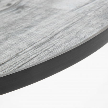 Table bistrot ronde plateau céramique effet bois