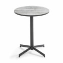 Table bistro ronde métal et céramique effet bois gris
