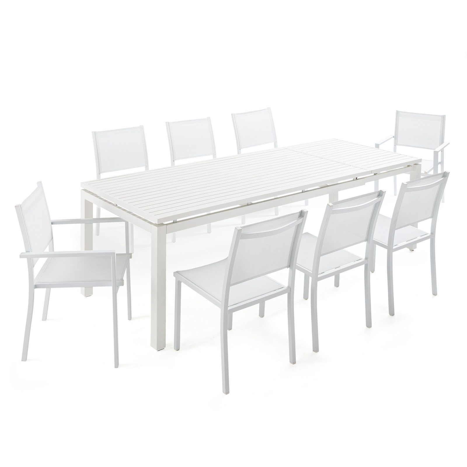 Salon de jardin table extensible 8 places blanche