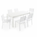 Salon de jardin table extensible 8 personnes blanche