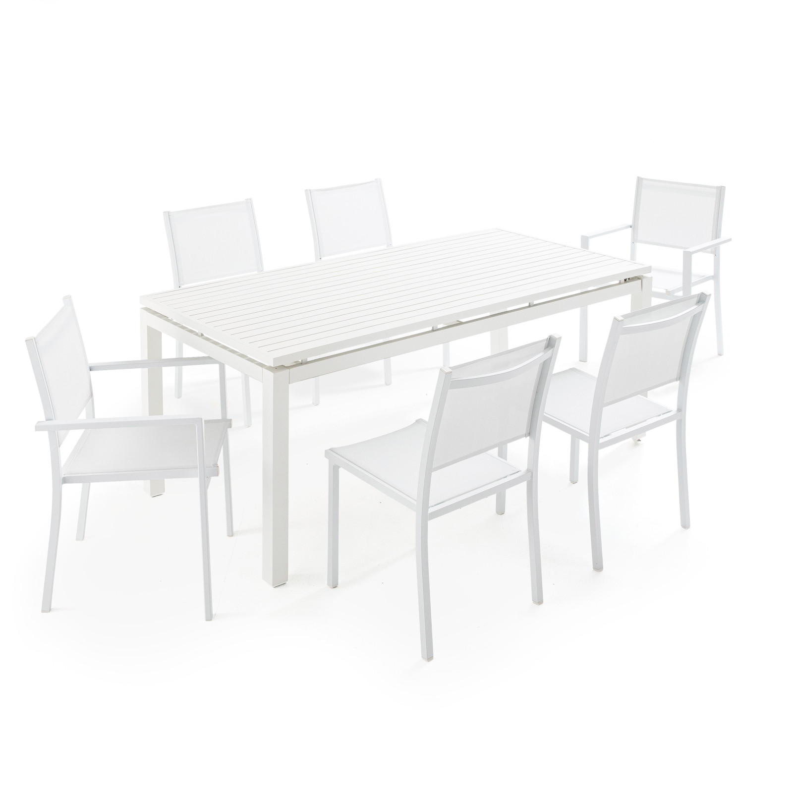Salon de jardin table extensible 8 personnes blanche